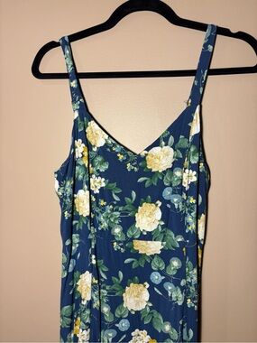 Navy Floral Cottagecore Spaghetti Strap Maxi Dress